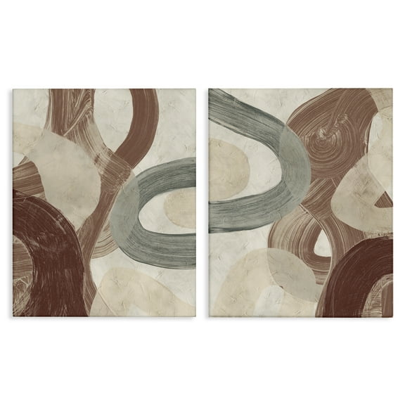 Stupell Industries Curvy Abstract Swirls Abstract Painting Wrapped Canvas Art Print Wall Art, 16 x 20, Set of 2