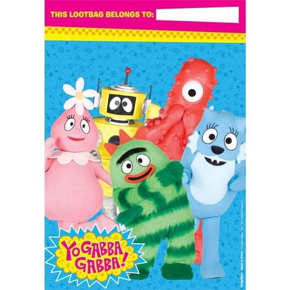 Amscan Hip and Hop Yo Gabba Gabba Loot Bags Birthday Party Supplies 9 x 6-1/2" Blue