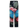 thumbnail image 5 of Blue Butterfly Floral Arrangement Winter Female Pants Flannel High Waist Women Pants Lady Warm Straight Leg Plush Trousers, 5 of 7