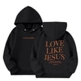 thumbnail image 1 of PMVFHDE Girls' Letter Print Hooded Sweatshirt with Fleece Lining for Spring Autumn Warm Drawstring Hood Pullover Tops and Kangaroo Pocket,Black,3-4 Years, 1 of 8