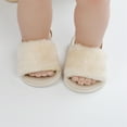 thumbnail image 3 of Biekopu Baby Girls Plush Sandals Summer Open Toe Fur Princess Flats Walking Shoes for Toddler Newborn Infant, 3 of 8
