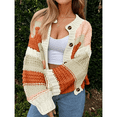 thumbnail image 2 of Womens Striped Chunky Cardigan Sweaters Fall Trendy Color Block Long Sleeve Knit Sweater Tops, 2 of 7