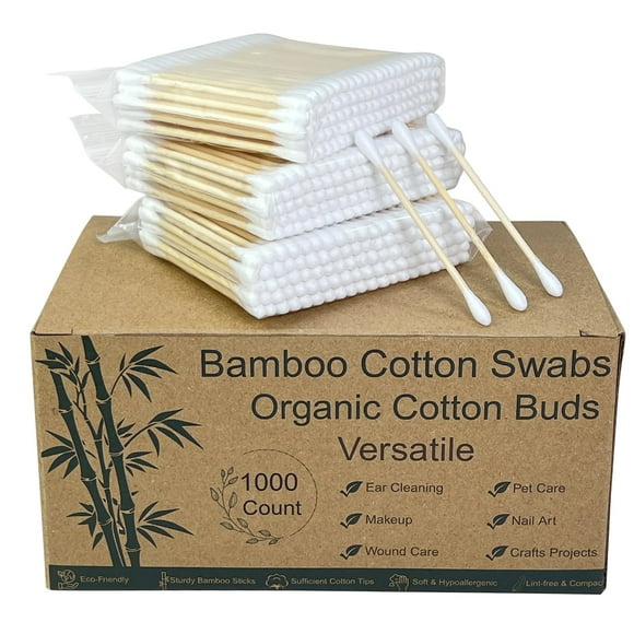 Bastoncillos de algodón de bambú Egaageoi, 1000 unidades, ecológicos