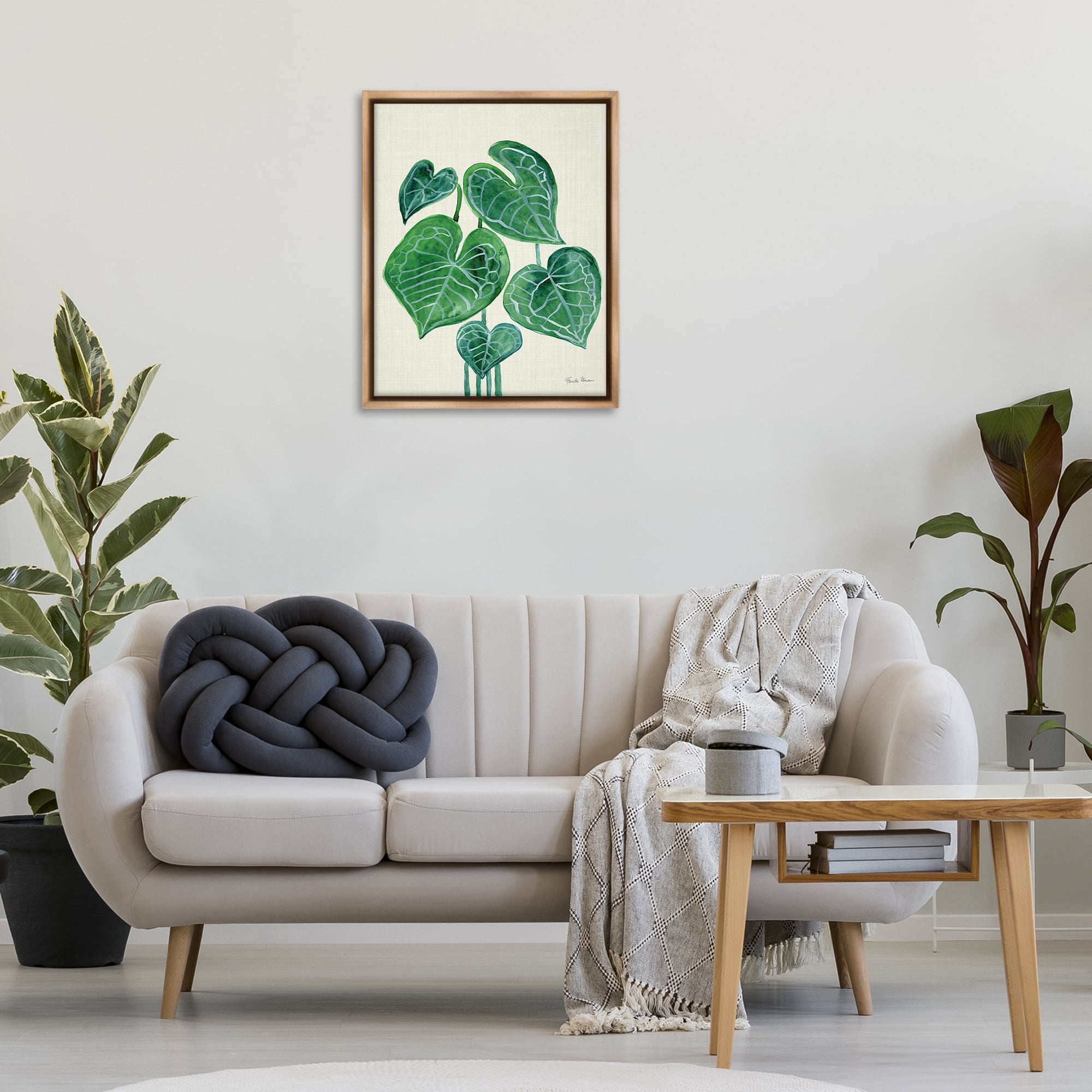 Stupell Industries Tropical Leaf Bundle Botanical & Floral Painting Brown Floater Framed Art Print Wall Art, 25 x 31