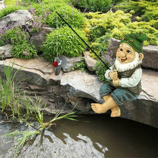 Garden gnome fishing rod on hi-res stock photography and images