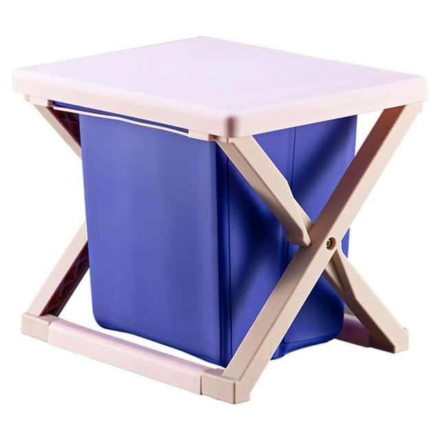 Portable Toilet Folding Bucket Toilet Stool Potty for Camping Travel Outdoor Light Pink