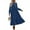 Navy Blue, variant on UVN Fall Long Dress for Women Crewneck Casual Long Sleeve Pleated Dresses with Pockets