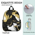 thumbnail image 5 of Black White and Gold Marble Backpack Backpack for School,Cute School Bag,Schoolbag with Adjustable Shoulder Straps & Padded Back,13.8"x11.4"x6", 5 of 6