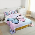 thumbnail image 3 of Feelyou Blue Pink Butterfly Queen Comforter Set, Dreamy Cartoon Animal Bedding Sets, Romantic Rose Flower Bedding Comforter Set, Lightweight Room Decor, 3 Pieces, 3 of 8