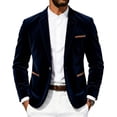 thumbnail image 3 of Hulanddfd Men's Velvet Blazer Jacket Slim Fit Sport Coat Button Front with Pockets for Business Office Wedding Party Daily Wear Outdoor Travel Streetwear, 3 of 6
