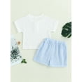 thumbnail image 4 of Bagilaanoe 2pcs Toddler Baby Boy Short Pants Set Short Sleeve Shirt Tops + Shorts 6M 12M 18M 24M 3T 4T Kids Casual Summer Outfits, 4 of 8
