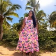 thumbnail image 3 of Pink Plus Size Floral Print Babydoll Maxi Dress, 3 of 4