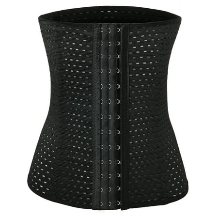 

Womens Workout Waist Trainer Corset Tummy Slimming Body Shapewear Trimmer Tummy Shaper Girdle 3 Hooks Black M
