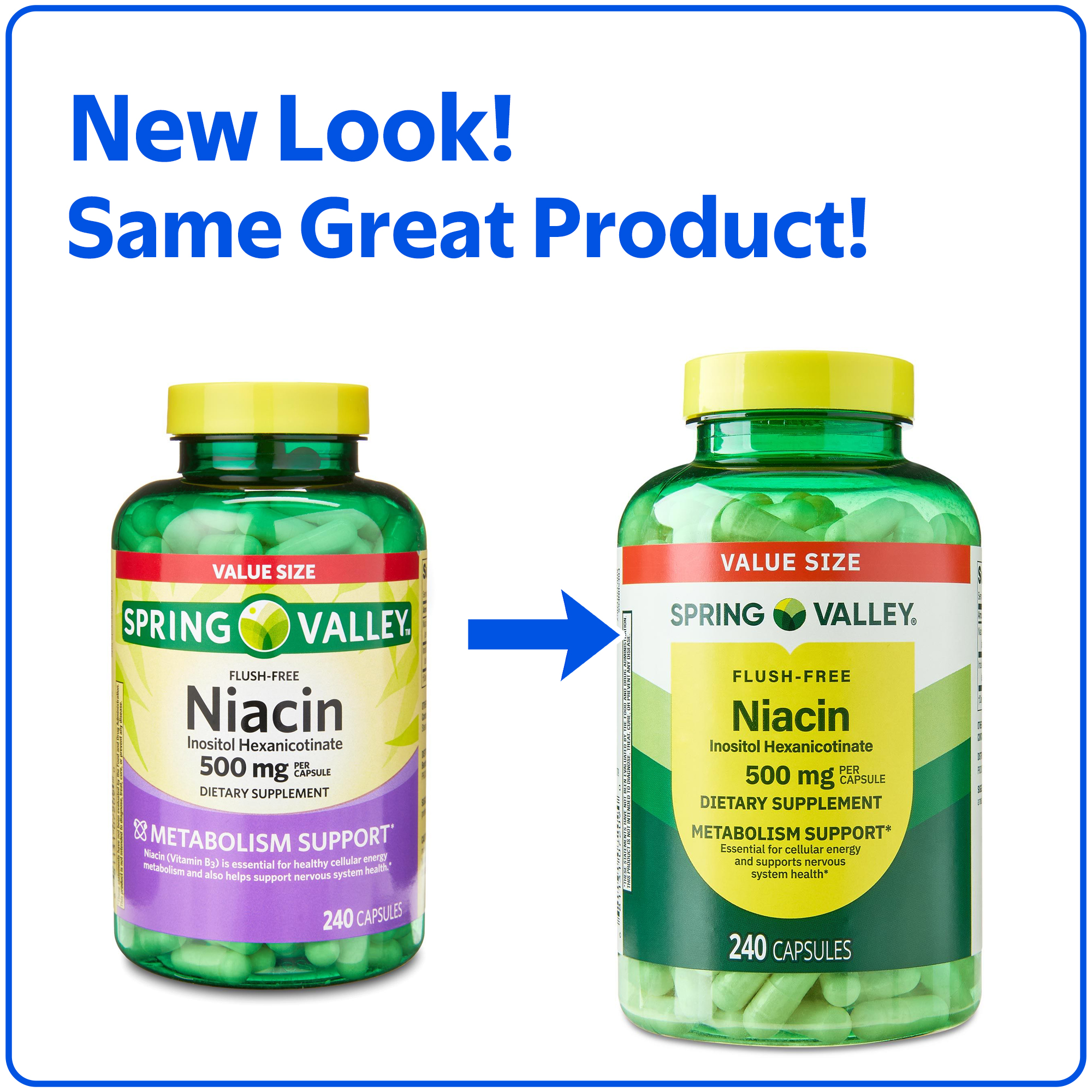 Flush Free Niacin 1000mg – 500 Capsules, 500mg Per Serving, Vitamin B3, Gluten-Free, Made In USA