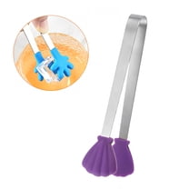 FACEGA Metal Tongs,Shell Shape Stainless Steel Tongs for Cooking,U-Shaped Handle 5" Tongs,For Pick Up, Sugar Cubes, Milk Balls,Purple