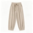 thumbnail image 7 of Maean Women Cotton Linen Pant Elastic High Waisted Wide Leg Palazzo Casual Lounge Trousers with Pockets, 7 of 7
