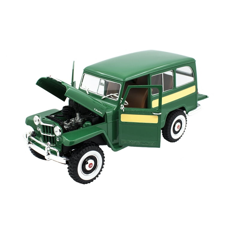 1955 Willys Jeep Station Wagon Green With Yellow Stripes 1/18