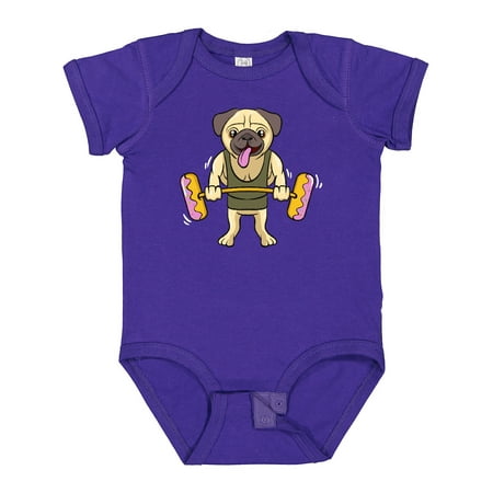 

Inktastic Pug Dog Donut Gym Workout Gift Baby Girl Bodysuit