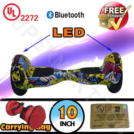 Bag + Graffiti UL 2272 Certified 10" Smart Self Balancing Electric Scooter Hoverboard Bluetooth LED (WHEELS-UC10-GRAFFITI)