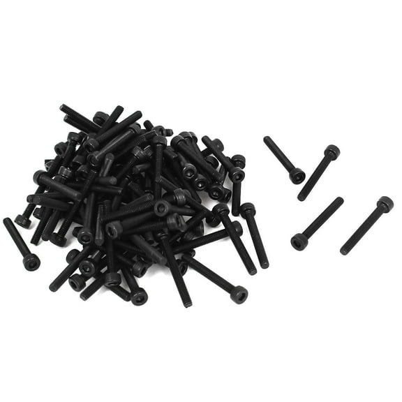 Unique Bargains 100Pcs M3x25mm 12.9 Alloy Steel Screw Cap Point Hex Socket Screws Bolts