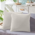thumbnail image 5 of Funda de almohada cuadrada con cómodas rayas decorativas de grano de maíz y pana suave, 5 of 5