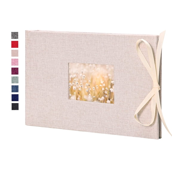 4x6 Photo Album 50 Pockets, Premium Linen Cover with Picture Window, Memo Writing Space, Ideal for Wedding Vacation Memories, White