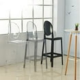 thumbnail image 4 of 2xhome Modern Contemporary Dining Barstool 30" Seat Height Plastic Armless Trasnparent Stool with Legrest, Smoke, Set of 1, 1 piece, 4 of 5