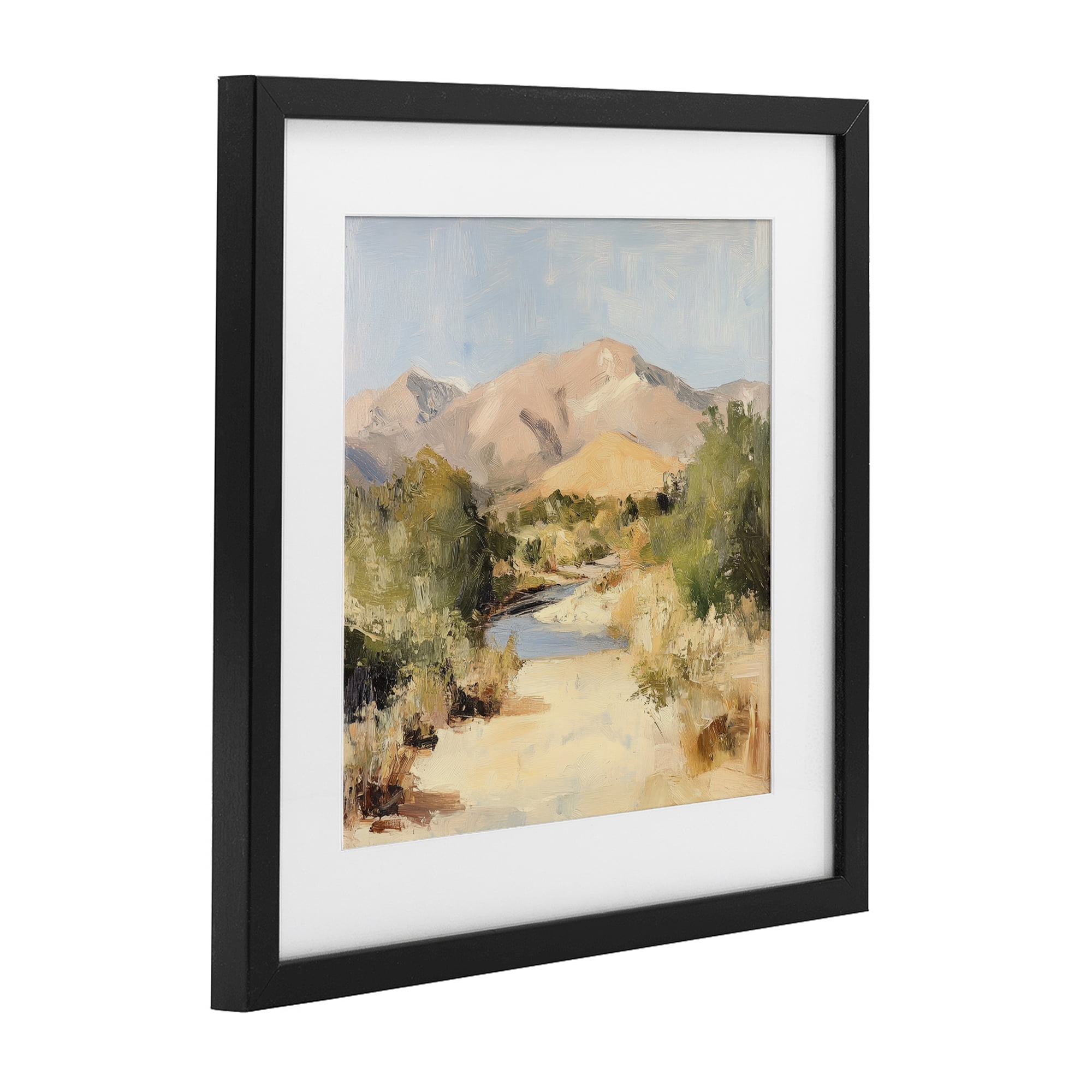 Stupell Industries Beige Desert Mountain Stream Black Framed Print Under Glass, design by Petal Prints Design