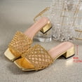 thumbnail image 6 of Wowcloth Women's Fashion Slides – Comfortable Square Open-Toe Design with Mid Chunky Heel and Lattice Weave for Versatile Casual Outdoor Wear, 6 of 9