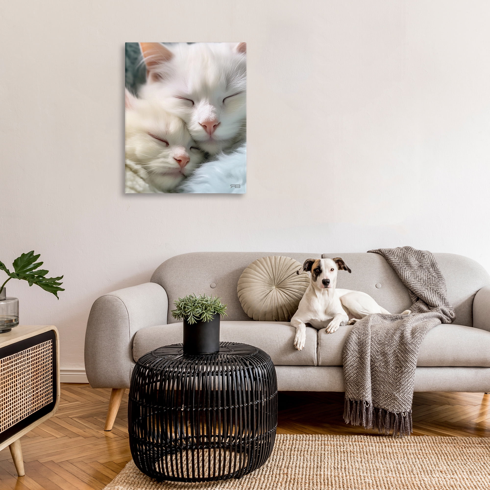 Stupell Industries Cuddling White Cats Animals & Insects Painting Gallery Wrapped Canvas Art Print Wall Art, 30 x 40