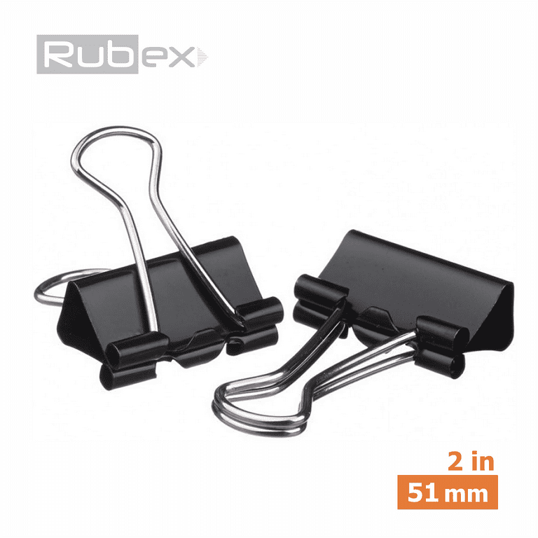 Rubex Binder Clips, Extra Large Binder Clips, Jumbo Binder Clips,2 Inch  Paper Binder Clips, Big Metal Paper Clamps for Notebooks, Envelopes, Papers  in Office, School and Home, 36 Count 