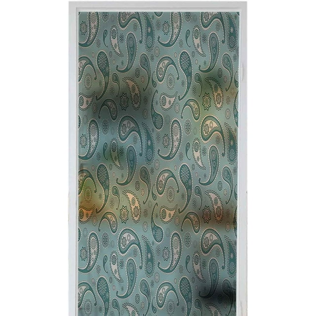 Decorative lass Sticker Privacy Window Films Paisley Oriental n Pattern 23.6" x 39" Modern Art 3D lass Window Sticker PVC