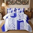 thumbnail image 2 of Manfei Minimalist Floral Stripes Quilt King 3 Pieces,Vintage Aesthetics King Coverlet Set,1 Bedspread and 2 Pillowcases, 2 of 7