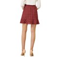 thumbnail image 3 of Allegra K Women's Plaid Tie Waist Short Ruffle Wrap Skirt, 3 of 6