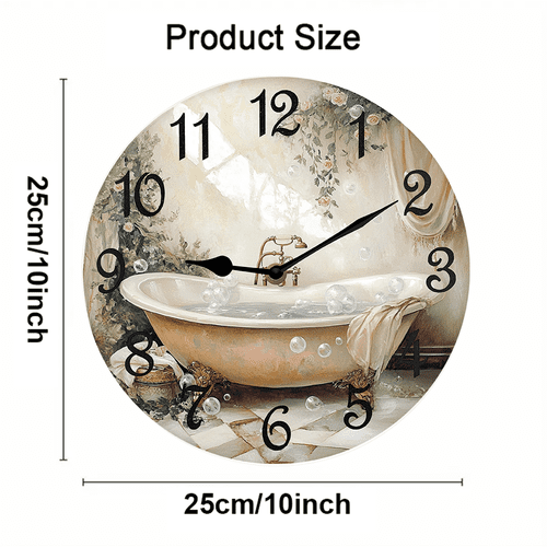 Kurmntregon Bathroom Wall Clock Bathtub Clock For Living Room, Battery Operated Easy To Read Bedroom, Bathroom And Kitchen Housewarming Seasonal Shop Hotel Round 10"
