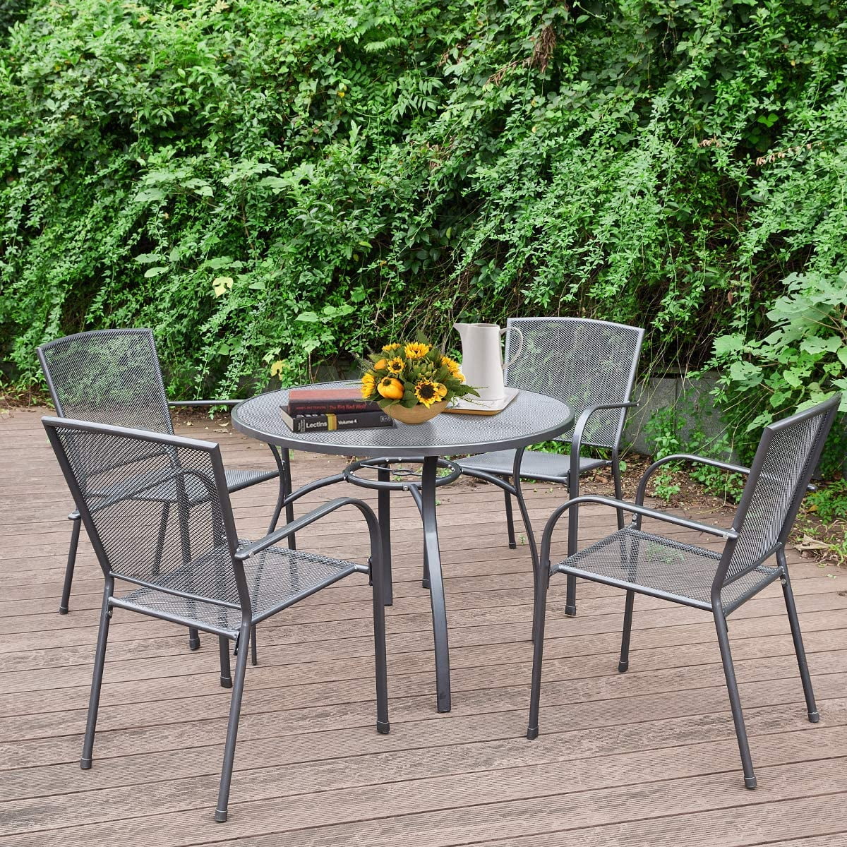 Buy YODOLLA 5Piece Patio Metal Dining Set, Outdoor Metal Dining Table