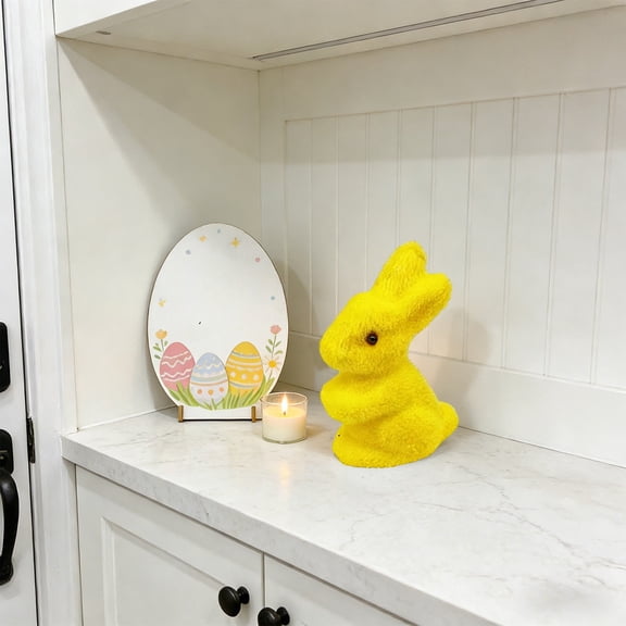 Easter Flocked Bunny Foam Colorful Rabbits Flocking Rabbits Easter Party Ornament Wreath Flower Branch Accessory Decoration