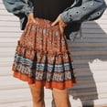 thumbnail image 4 of Falda corta con volantes de playa con estampado floral de cintura alta vintage informal de verano para mujer Wmkox8yi  FGJ1442, 4 of 7