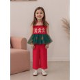 thumbnail image 4 of Toddler Baby Girl Halloween Christmas Outfit Smocked Spaghetti Strap Tank Top Wide Leg Pants Set, 4 of 9