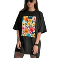 thumbnail image 3 of Plus Size Shirt for Women Black Tops for Women Short Sleeves Shirt for Women Flowers (3) T Shirt Crewneck Shirt for Women 2XL, 3 of 5