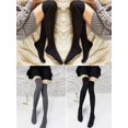 thumbnail image 6 of BadPiggies 2 Pairs Women Thigh High Socks Autumn Winter Over Knee Long Boot Warm Cable Knit Elastic Stockings (Black), 6 of 6