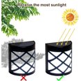 thumbnail image 4 of Luces solares para cerca, 4 paquetes de luces solares de pared, 6 luces LED solares impermeables para cubierta, decoración exterior para cerca, terraza, patio, escaleras, patio, entrada. (Blanco frío), 4 of 5