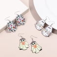 thumbnail image 2 of 3pairs Halloween Earrings Lightweight Dangle Acrylic Earring Cute Boo Ghost Pattern Earrings for Halloween Party Jewelry Gifts, 2 of 5
