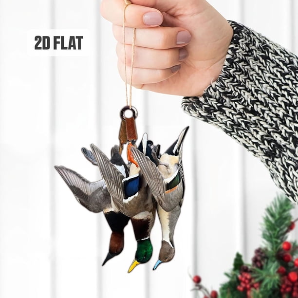 Xihbxyly Adorno de Caza de Patos, Acrílico, Diseño Rústico, para Árbol de Navidad, para Colgar En El Espejo Retrovisor, Regalo para Amantes de La Aventura, Ligero, 8,9 Cm.