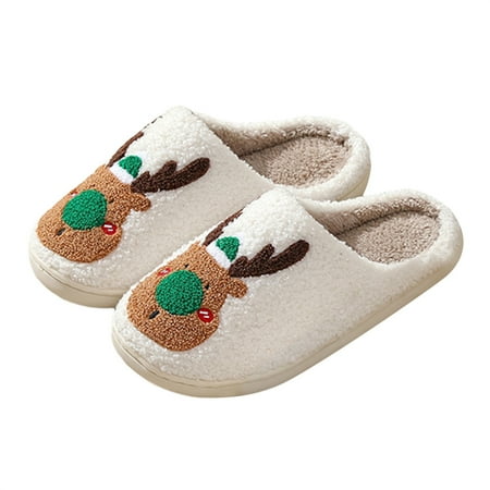 

Sunisery Women Christmas Slippers Reindeer Winter Warm Animal Slippers Lightweight Fuzzy House Shoes