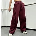thumbnail image 4 of Sweatpants Women Baggy Cargo Pants Streetwear Hip Hop Joggers Sweatpants Drawstring Casual Loose Wide Leg Trousers Winter Fall Women's Pants Clearance, 4 of 7