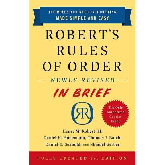 Robert's Rules of Order Newly Revised in Brief, 3rd Edition, (Paperback)