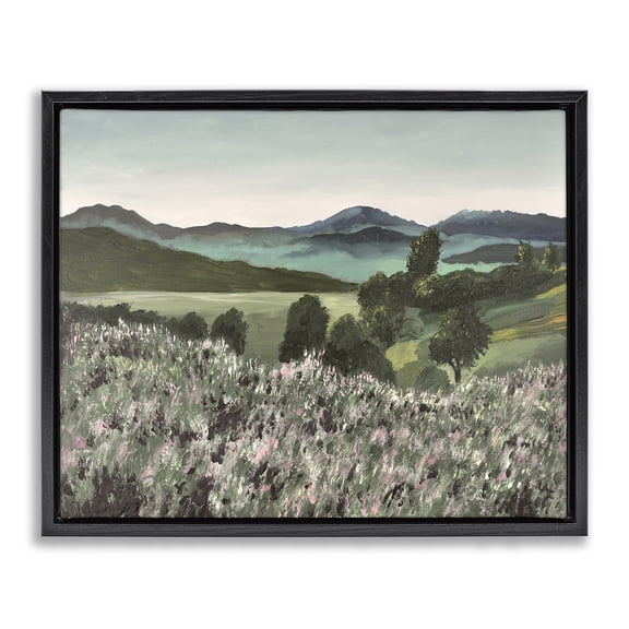 Stupell Industries Windblown Meadow Blooms Black Framed Floater Canvas Wall Art, design by Lee Ann Zirbes