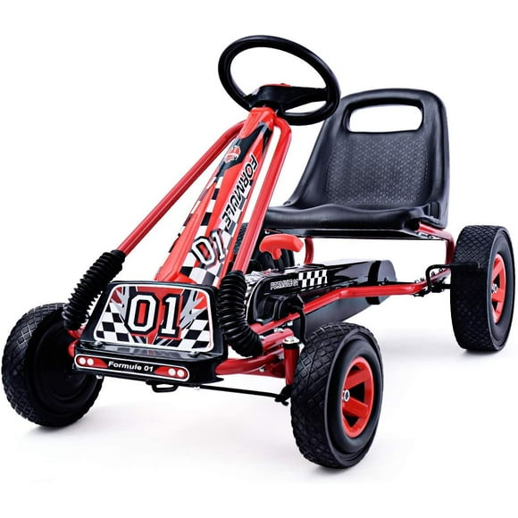 Go Kart Costway Racing para Niños Coche de Pedal Rojo 99 x 59 x 61 cm
