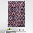 thumbnail image 1 of Nordic Tapestry, Wool Knit Pattern with Tartan Geometric Stripes Flower Print, Fabric Wall Hanging Decor for Bedroom Living Room Dorm, 5 Sizes, Ruby Dark Blue Coconut, by Ambesonne, 1 of 1